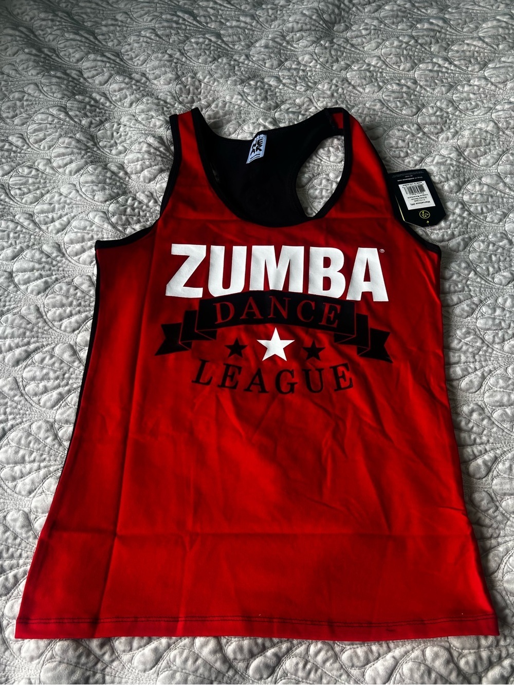 Zumba Fitness Dance League Racer Back Tank Top in Red & Black Medium NWT